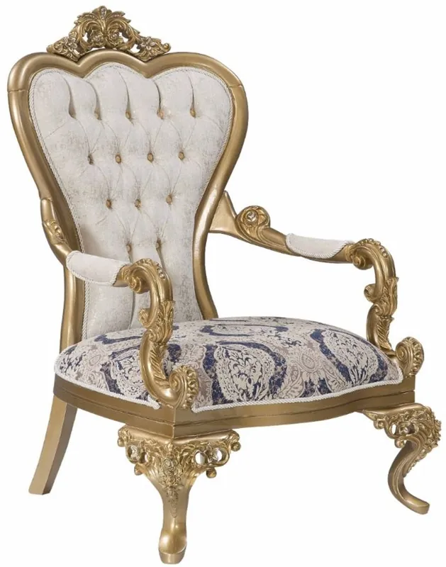 Casa Padrino sillón barroco de lujo azul / blanco / oro 89 x 94 x A. 122 cm - Muebles de salón en estilo barroco - Noble y Adornado Aktuell