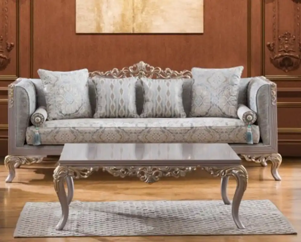 Casa Padrino mesa de centro barroco de lujo plata / oro 124 x 95 x A. 48 cm - Mesa de salón noble de estilo barroco - Muebles Barrocos Rabatt