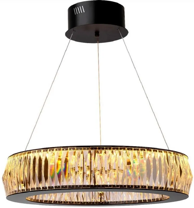 Casa Padrino lámpara de araña LED de lujo negro Ø 63 x A. 170 cm - Lámpara de araña moderna redonda de cristal - Calidad de Lujo Preisreduziert