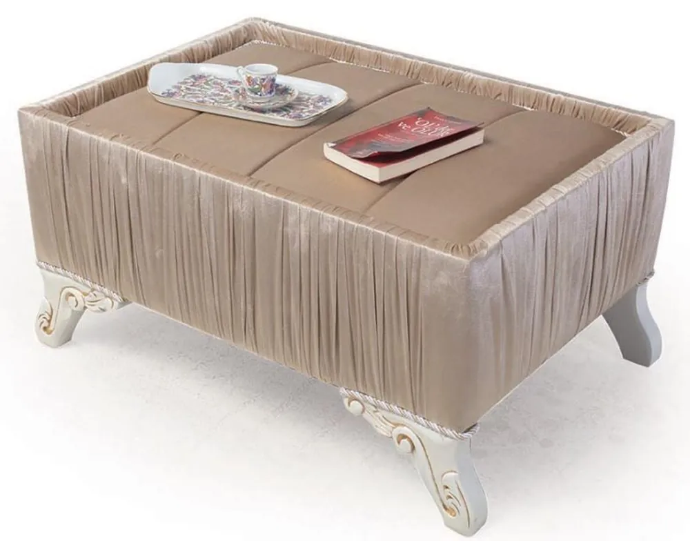 Expressversand Casa Padrino mesa auxiliar barroco de lujo beige / blanco / oro 91 x 63 x A. 42 cm - Muebles de Salón Barrocos