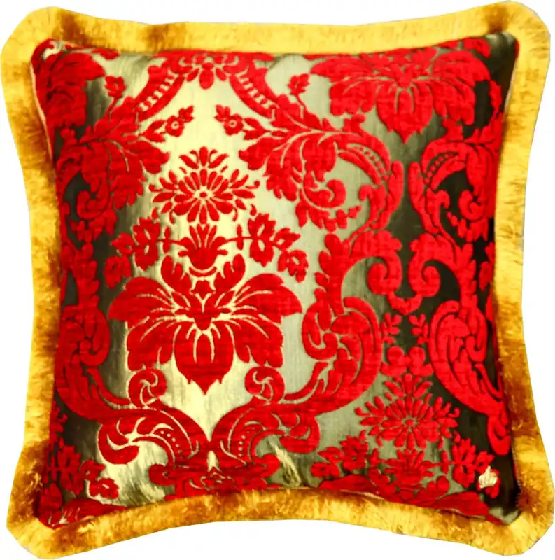 Almohada de lujo Pompöös de Casa Padrino de Harald Glööckler Elegance Collection patrón barroco rojo / dorado 50 x 50 cm - almohada de lujo Zertifiziert