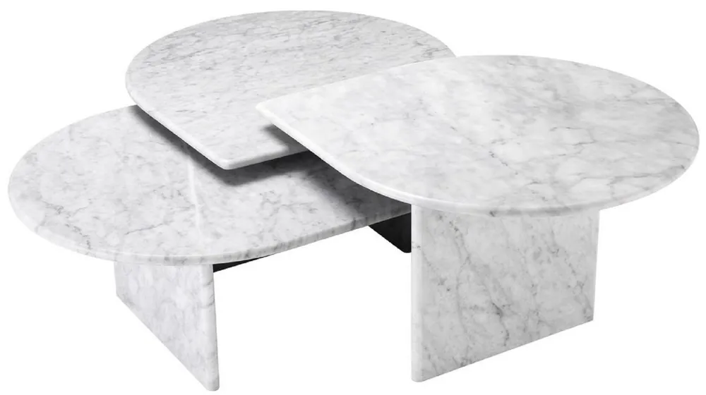 Casa Padrino conjunto de mesa de centro de lujo blanco - 3 Mesas de salón de mármol de Carrara de alta calidad - Muebles de Lujo Mega-Angebot
