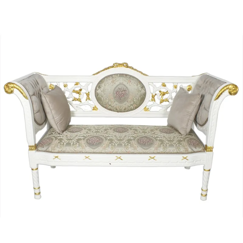Rabatt Banco barroco Casa Padrino gris crema / oro blanco 155 x 50 x H. 70 cm - banco de estilo antiguo