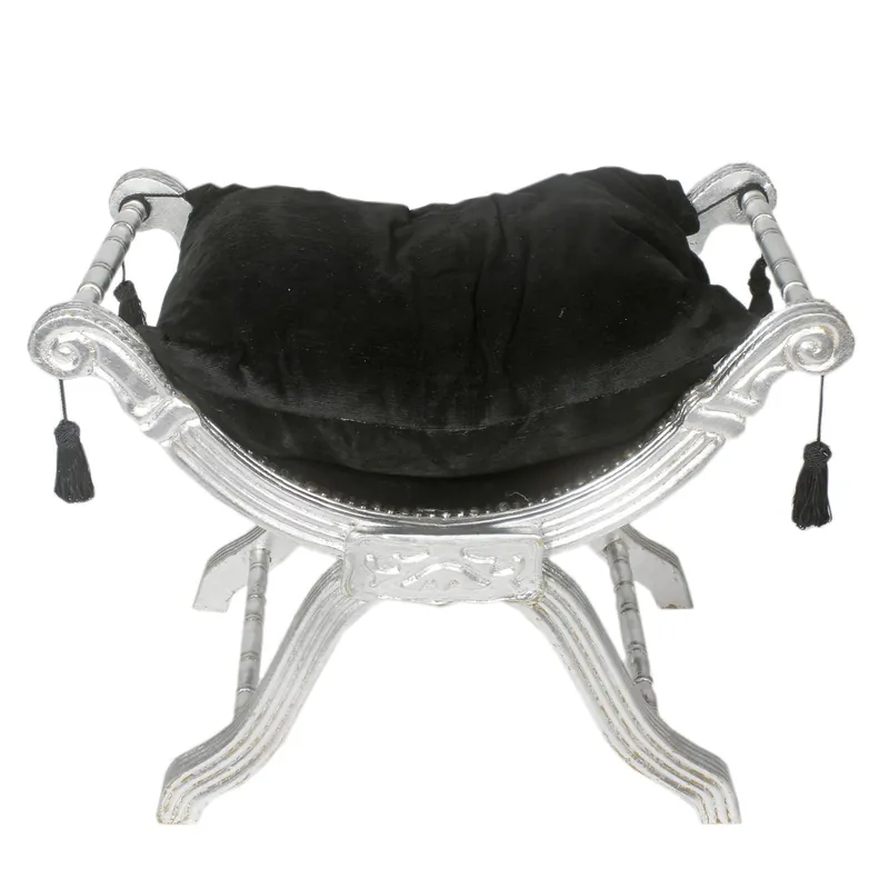 Mega-Angebot Taburete barroco Casa Padrino - taburete cruzado negro / plata - muebles