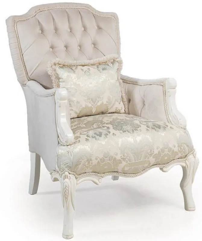 Casa Padrino sillón de salón barroco de lujo con cojín decorativa rosa claro / blanco / beige 85 x 85 x A. 115 cm - Muebles Barrocos Kracherpreis