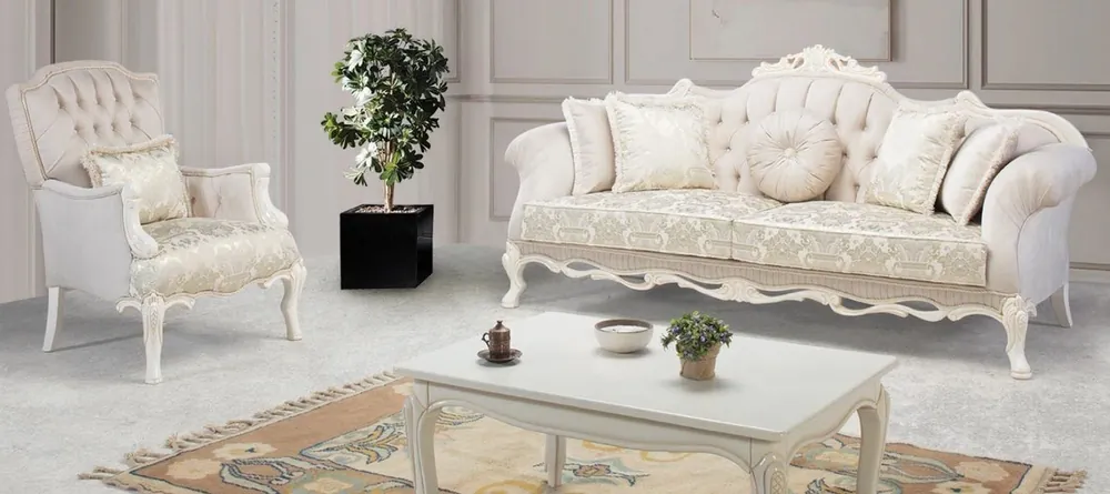 Casa Padrino conjunto de sala de estar barroco de lujo rosa claro / blanco / beige - 2 Sofás y 2 Sillones y 1 Mesa de Centro - Muebles de Salón Adornado en Estilo Barroco Saisonangebot
