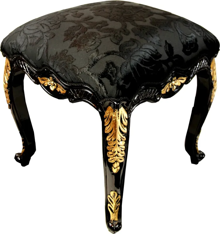 Pompöös by Casa Padrino taburete barroco de lujo cuadrado negro / dorado - Taburete barroco Pompööser diseñado por Harald Glööckler Wochenendangebot