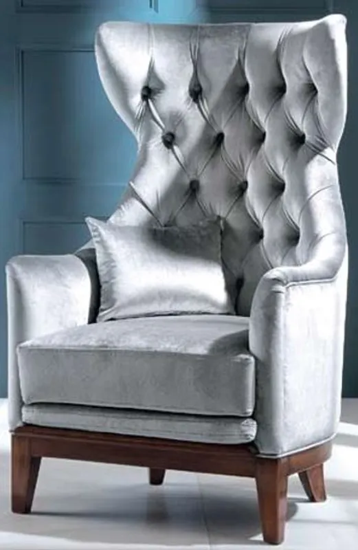 Casa Padrino sillón de terciopelo art deco de lujo gris / marrón 73 x 78 x A. 119 cm - Sillón de Salón Chesterfield - Muebles Art Deco - Calidad de Lujo Highlight