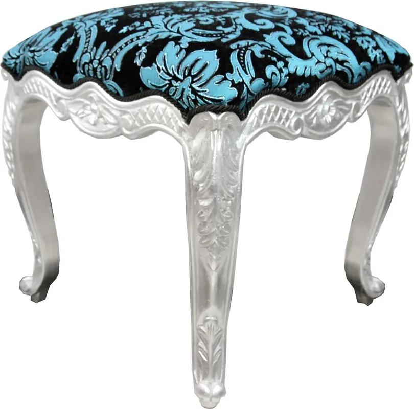 Preiswert Pompöös by Casa Padrino taburete barroco de lujo angular turquesa negro / plata - Taburete barroco Pompööser diseñado por Harald Glööckler