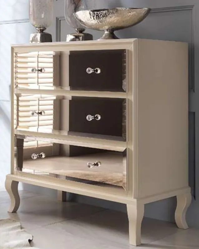Casa Padrino cómoda neoclásica de lujo con 3 cajones espejados crema 100 x 50 x A. 103 cm - Calidad de Lujo Mega-Angebot