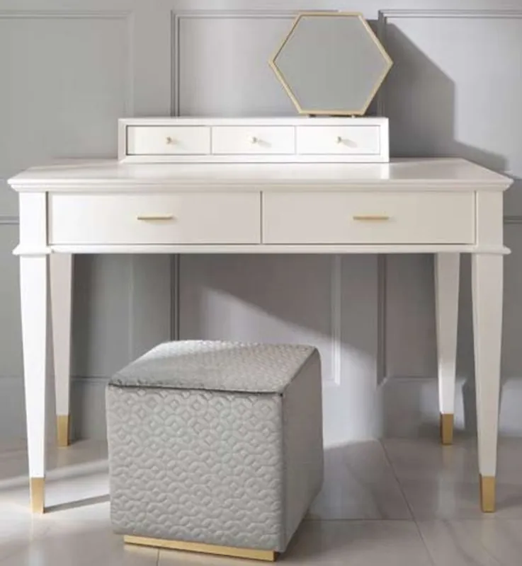Casa Padrino tocador neoclásico de lujo con 5 cajones blanco / oro 120 x 50 x A. 81 cm - Muebles Art Deco Knallerangebot