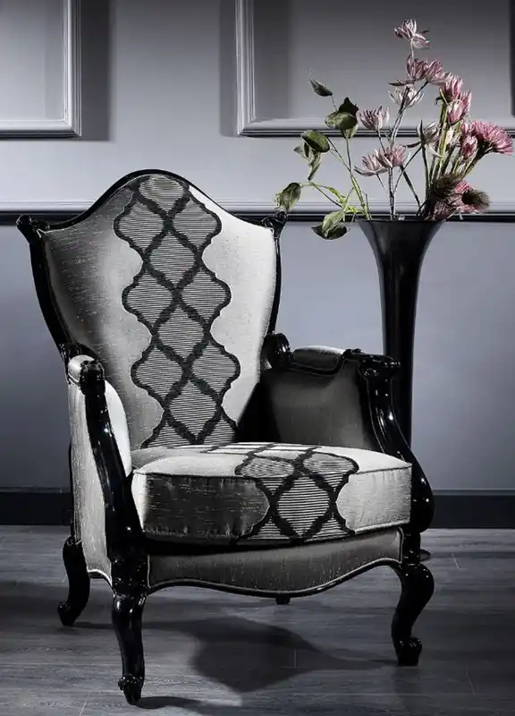 Expressversand Casa Padrino sillón barroco de lujo plata / gris / negro 79 x 75 x A. 115 cm - Sillón de salón de estilo barroco - Muebles Barrocos