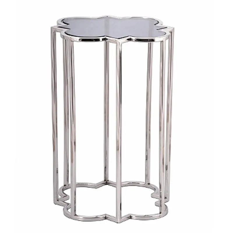 Günstig Casa Padrino mesa auxiliar de lujo de acero inoxidable pulido con espejo de cristal negro 39 x 39 x H56 cm - muebles de lujo Art Deco