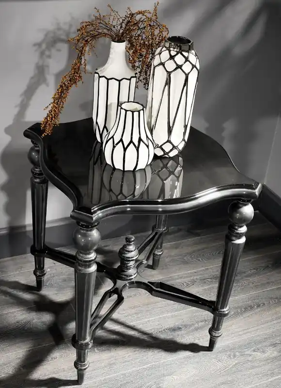 Direktkauf Casa Padrino mesa auxiliar barroco de lujo negro / plata 57 x 57 x A. 64 cm - Mesa noble de madera maciza - Calidad de Lujo - Hecho en Italia
