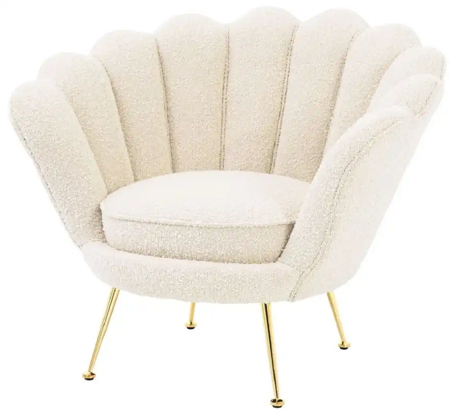 Casa Padrino sillón de salón Art Deco de diseño blanco / latón 96,5 x 79 x A. 78 cm - Muebles de Salón de Lujo Top-Seller