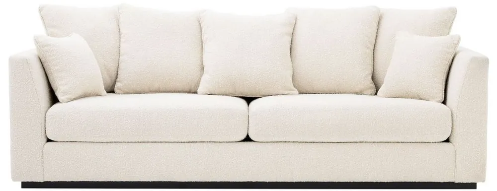 Markenprodukt Casa Padrino sofá de salón de lujo crema / negro 255 x 100 x A. 90 cm - Sofá con 7 cojines - Calidad de Lujo