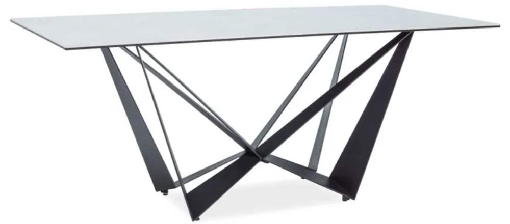 Casa Padrino mesa de comedor de diseño con placa de vidrio en aspecto de mármol gris / negro 180 x 90 x A. 76 cm - Muebles de Comedor de Lujo Top-Seller