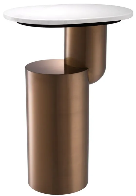 Casa Padrino mesa auxiliar de lujo de acero inoxidable con tablero de la mesa de mármol blanco / cobre 43 x 35 x A. 62 cm - Muebles de Sala de Diseño Sonderangebot