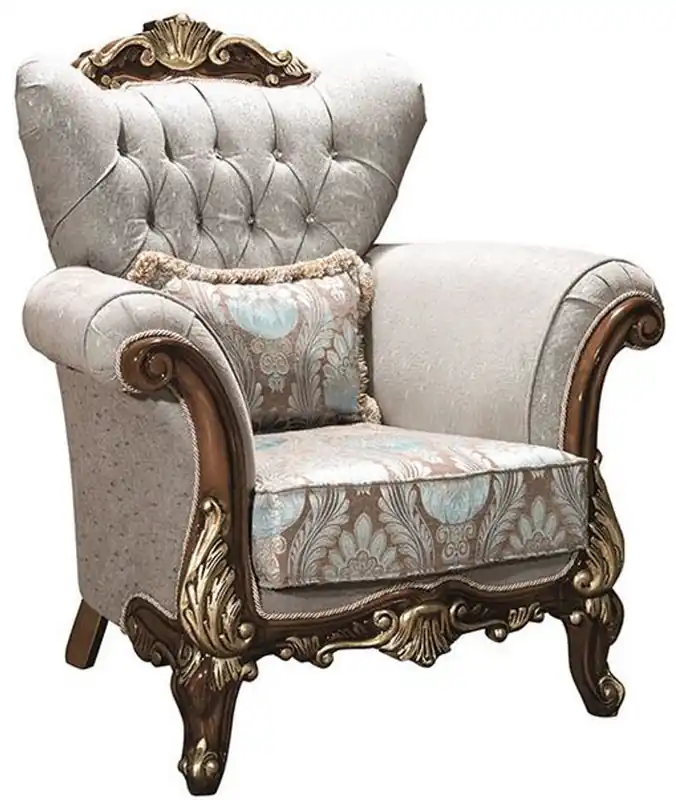 Saisonangebot Casa Padrino sillón de salón barroco de lujo con pedrería y almohada decorativa gris plata / marrón / oro 112 x 83 x A. 115 cm - Muebles Barrocos