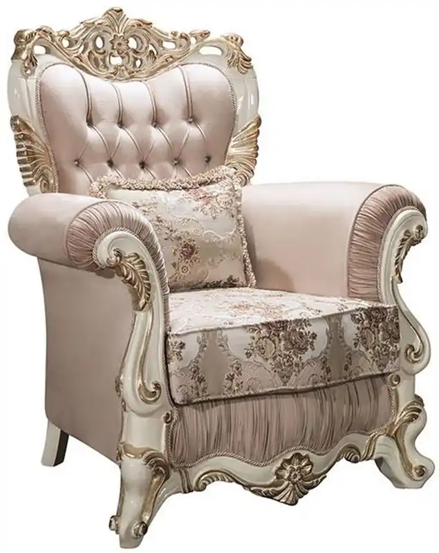 Online Kaufen Casa Padrino sillón barroco de lujo con pedrería y almohada decorativa rosa / blanco / oro 106 x 90 x A. 110 cm - Muebles de Salón en Estilo Barroco