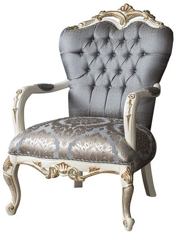 Nur Für Kurze Zeit Casa Padrino sillón de salón barroco de lujo con pedrería azul / blanco / oro 95 x 80 x A. 115 cm - Muebles de Salón Nobles en Estilo Barroco