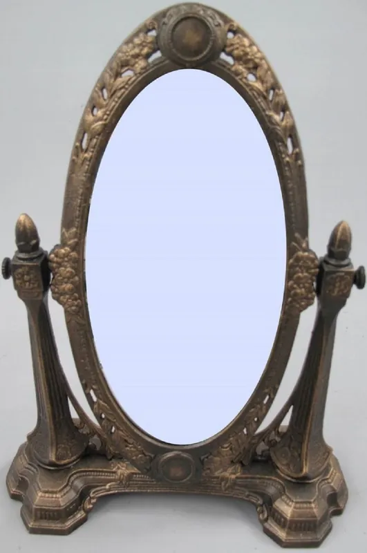 Markenware Casa Padrino Espejo de Maquillaje Art Nouveau Marrón Rústico A. 45 cm - Espejo de Mesa - Espejo de Pie - Accesorios Decorativos Barrocos y Art Nouveau