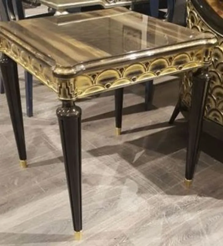 Casa Padrino mesa auxiliar barroco de lujo negro / oro 65 x 65 x A. 60 cm - Mesa de madera maciza adornada - Calidad de Lujo Zertifiziert