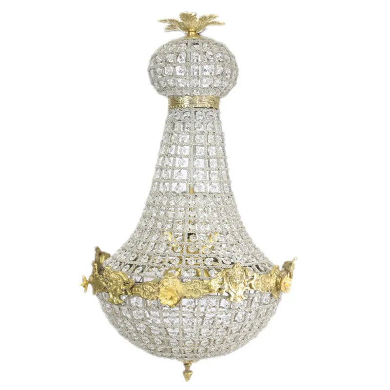 Abverkauf Araña barroca de oro con cristales de vidrio 50 x H 90 cm estilo antiguo - lámpara colgante lámpara colgante lámpara lustre de muebles