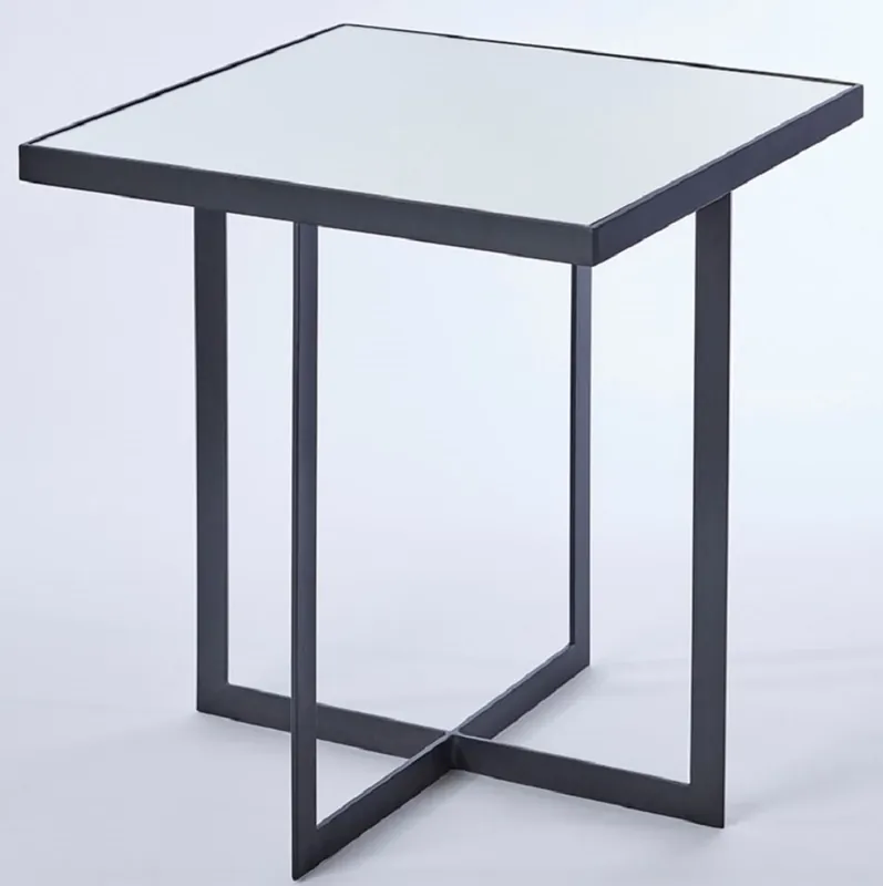 Casa Padrino mesa auxiliar de lujo negro 51 x 51 x A. 55 cm - Mesa de metal con tablero de vidrio espejado - Muebles de Lujo Expressversand
