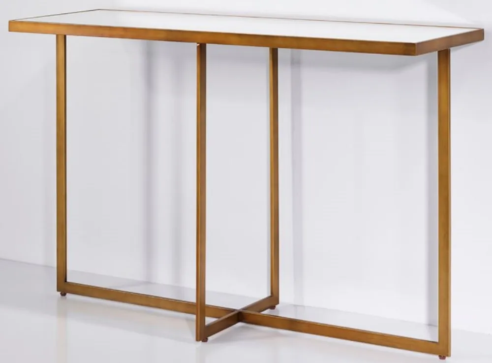 Begrenztes Angebot Casa Padrino Consola de Lujo Bronce 120 x 40 x A. 77 cm - Mesa Consola Rectangular de Metal con Vidrio Espejo - Muebles de Salón