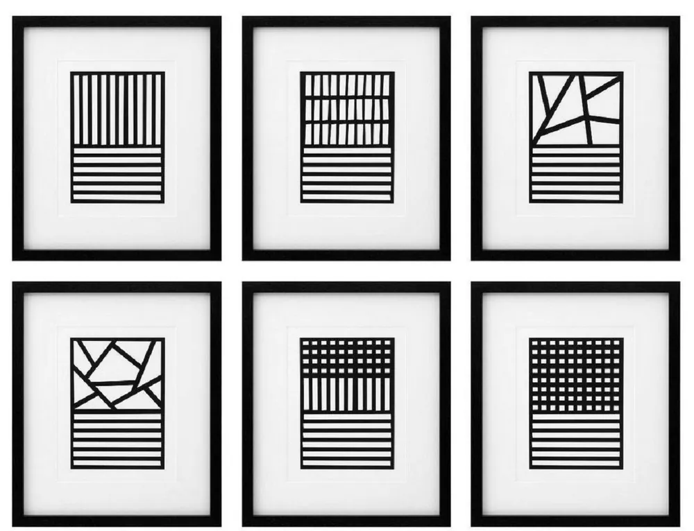 Casa Padrino conjunto de imágenes de lujo de 6 arte abstracto negro / blanco 55 x A. 65 cm - Impresiones artísticas - Arte de pared - Decoración de Paredes de Lujo Meistverkauft