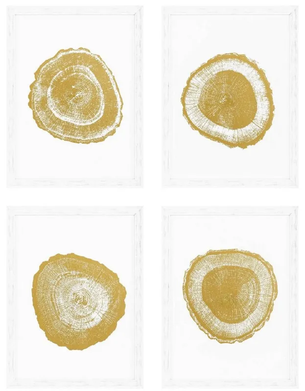 Super-Preis Casa Padrino conjunto de imágenes de lujo rodajas de árboles anillos anuales blanco / oro 61.5 x A. 82 cm - Impresiones Artísticas - Imágenes de Pared - Decoraciones de Pared - Accesorios Decorativos