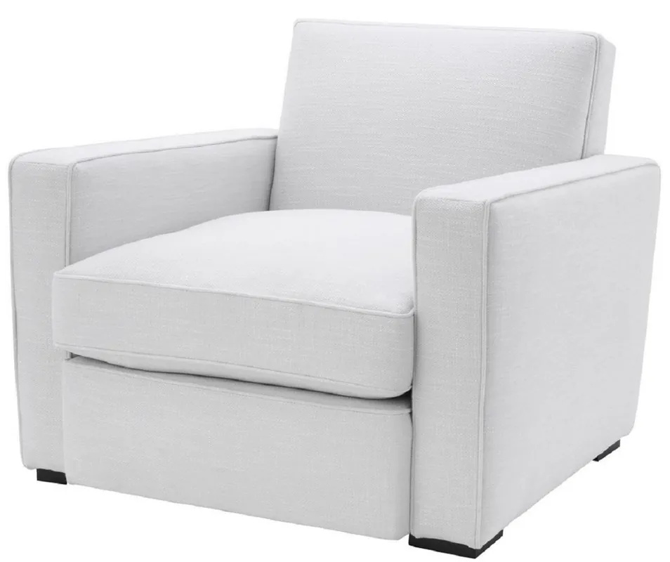 Casa Padrino sillón de lujo blanco / negro 95 x 103,5 x A. 82 cm - Sillón de salón noble - Calidad de Lujo Direktkauf