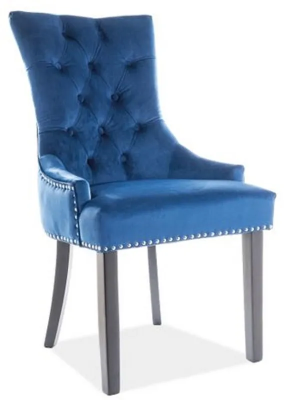 Neue Ware Casa Padrino silla de comedor Chesterfield de lujo azul / plata / negro 55 x 45 x A. 99 cm - Silla de cocina con terciopelo - Muebles de Comedor