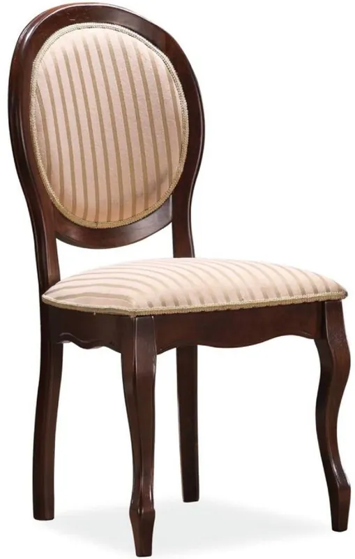 Casa Padrino silla de comedor barroco beige / oro / marrón oscuro 47 x 44 x A. 97 cm - Silla de cocina a rayas de estilo barroco - Muebles Barrocos Schneller Versand