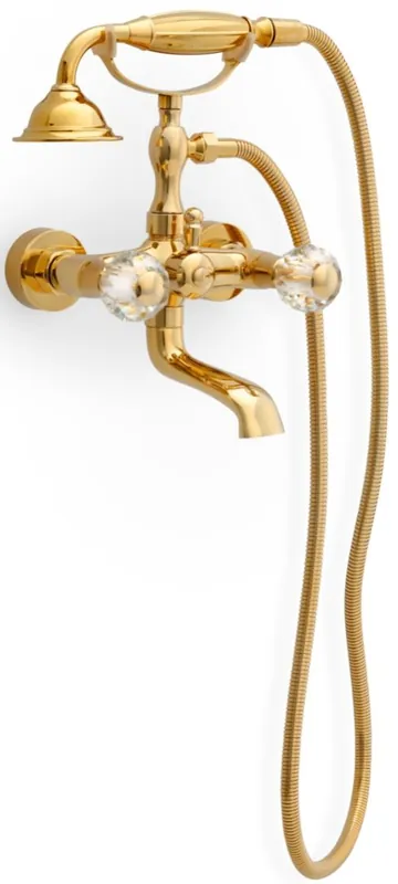 Casa Padrino mezclador de bañera art nouveau de lujo con manguera y ducha de mano oro - Grifo de Bañera con Cristal - Accesorio de Baño Nostálgico Sonderangebot