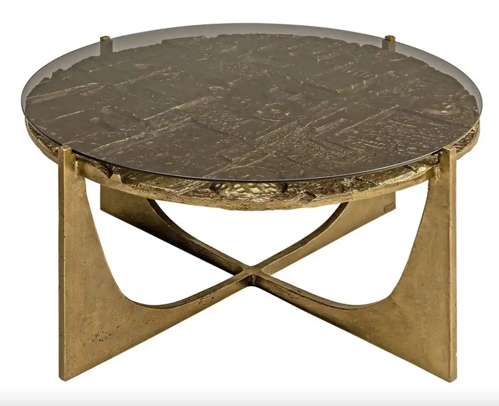 Mesa de centro de lujo Art Déco Casa Padrino bronce 74 x 38 cm - oro con tapa de cristal - mesa Art Design Expressversand