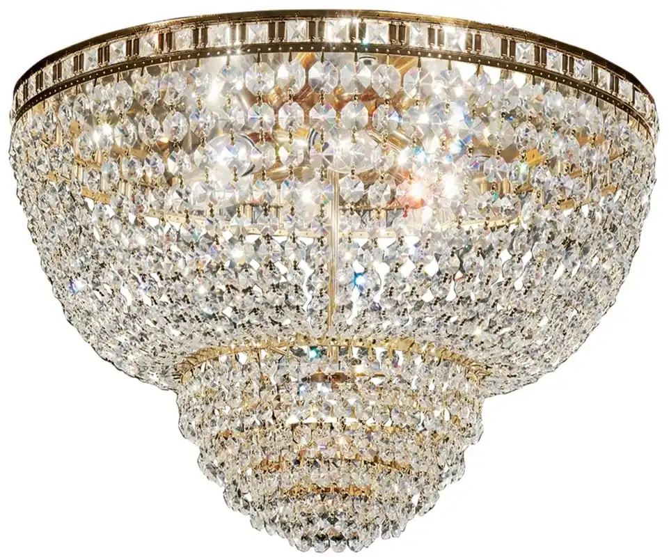 Nur Heute Casa Padrino lámpara de techo barroco latón / oro Ø 63 x A. 35 cm - Araña de luces redonda de cristal - Muebles Barrocos