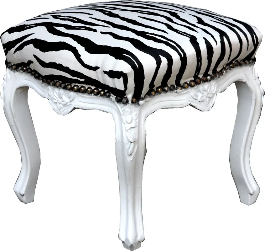 Jetzt Kaufen Reposapiés barroco Casa Padrino cebra / blanco - muebles de estilo antiguo - taburete