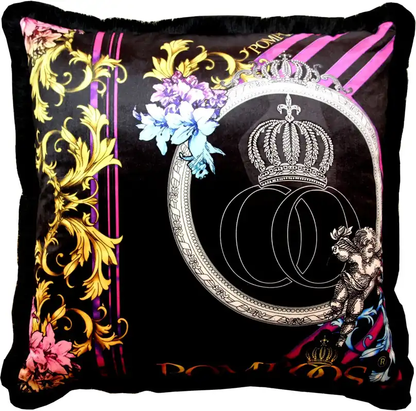 Sonderaktion Enorme almohada barroca de lujo XXL Pompöös morado / negro de Casa Padrino de Harald Glööckler 80 x 80 cm con brillantes pedrería