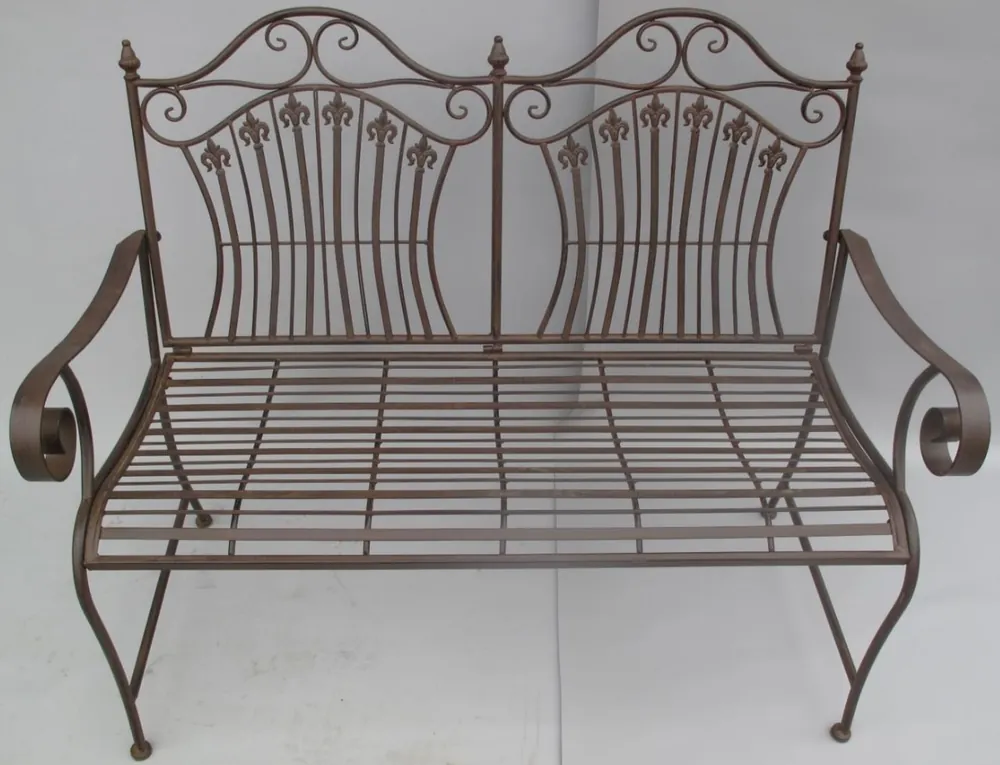 Garantierte Lieferung Casa Padrino Banco de Jardín Art Nouveau Marrón Rústico 120 x 58 x A. 97 cm - Banco Nostálgico - Muebles de Jardín y Patio