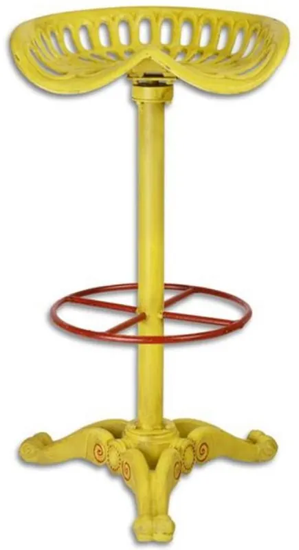 Begrenztes Angebot Casa Padrino taburete de bar Art Nouveau amarillo / rojo A. 77 cm - Taburete de hierro fundido en diseño rústico industrial - Muebles de Jardín y Patio