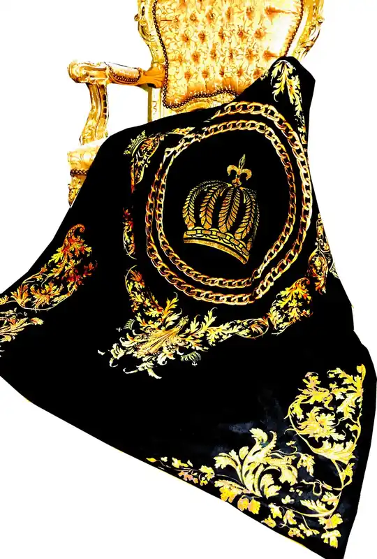 Sonderaktion Manta de lujo Pompöös de Casa Padrino Baroque Chains & Crown Black / Gold de Harald Glööckler con diamantes de imitación