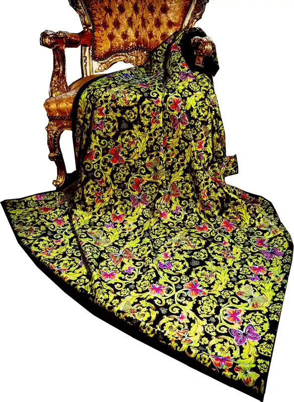 Manta de lujo Pompöös de Casa Padrino Baroque Butterflies & Flowers de Harald Glööckler con diamantes de imitación Kracherpreis