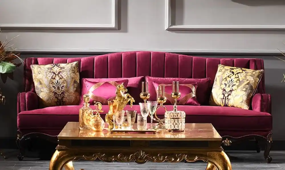 Casa Padrino sofá barroco de lujo púrpura / negro / oro 242 x 103 x A. 90 cm - Sofá de salón magnífico - Muebles Barrocos Nur Für Kurze Zeit