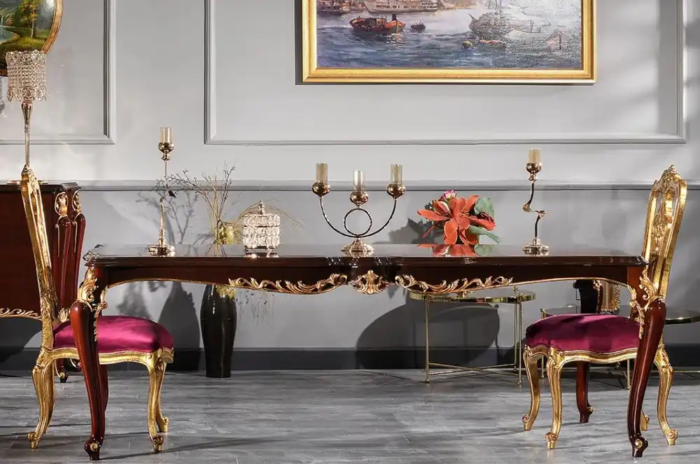 Casa Padrino Conjunto de Comedor Barroco de Lujo - 1 Mesa de Comedor y 6 Sillas de Comedor - Muebles de Comedor en Estilo Barroco - Calidad de Lujo - Hecho en Italia Sonderaktion