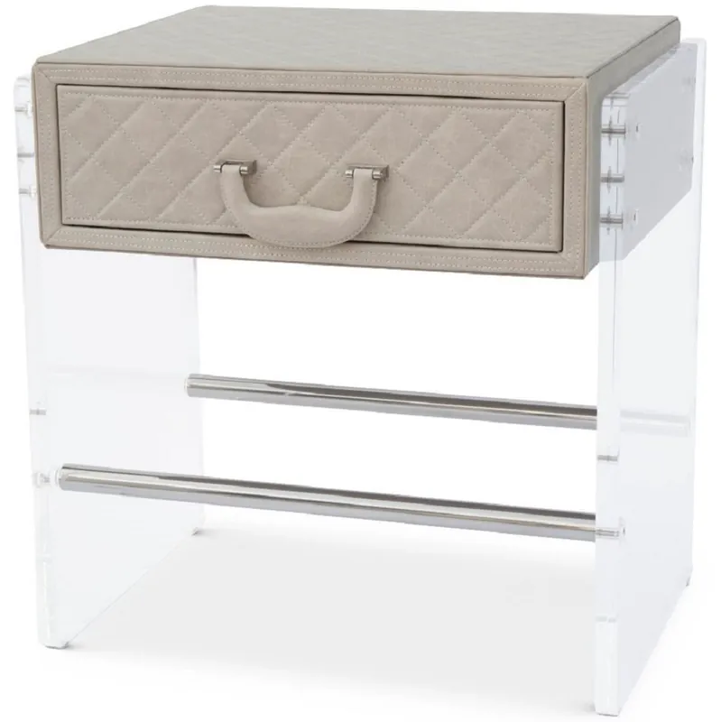 Zertifiziert Casa Padrino mesita de noche de lujo con cajón capuchino / plata 59 x 53 x A. 72 cm - Mesa auxiliar elegante con cuero de alta calidad - Muebles de Dormitorio de Lujo