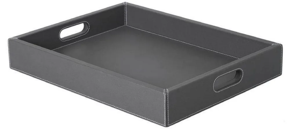 Casa Padrino bandeja de lujo grafito 46 x 35 x A. 7 cm - Bandeja de servicio rectangular con cuero de alta calidad - Accesorios de Gastronomía Mega-Angebot
