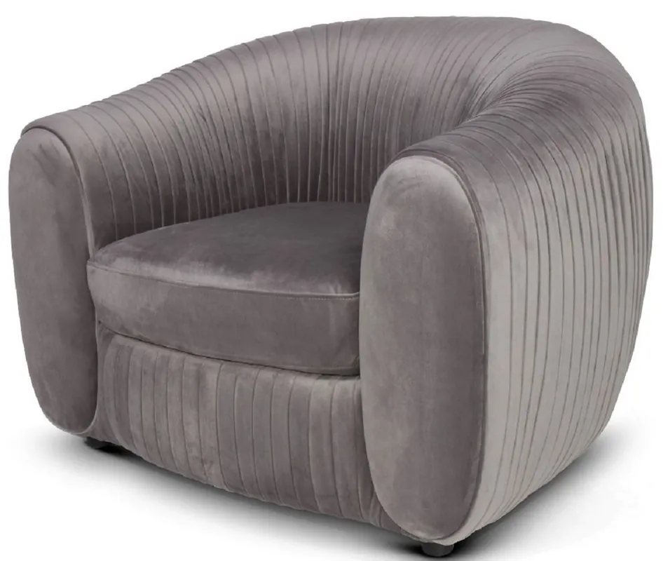 Billig Casa Padrino sillón de terciopelo de lujo gris 98 x 88 x A. 74 cm - Elegante sillón de salón - Muebles de Lujo