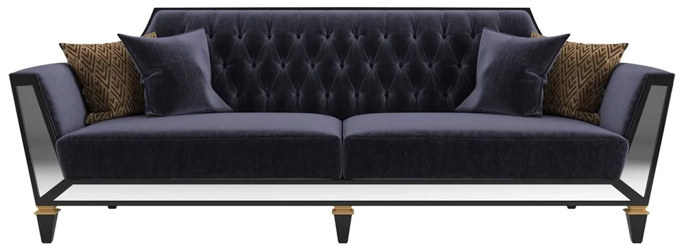 Letzte Chance Casa Padrino sofá de salón barroco de lujo púrpura / negro / oro 260 x 95 x A. 93 cm - Muebles de salón magnífico en estilo barroco